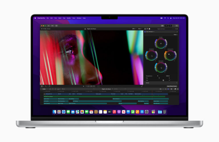 2021 16-inch MacBook Pro displaying a video-editing project in Final Cut Pro