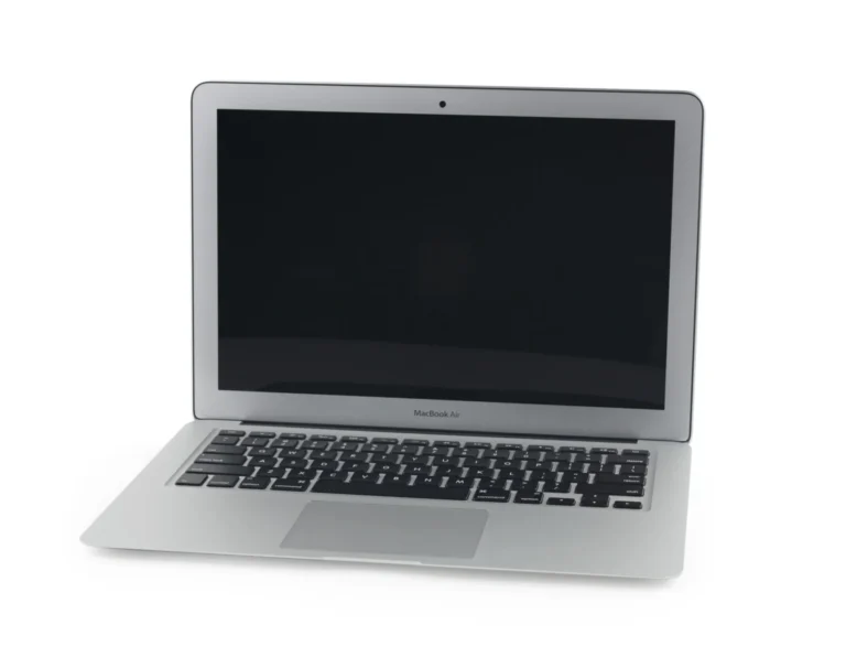 Silver 13-inch MacBook Air with its screen open