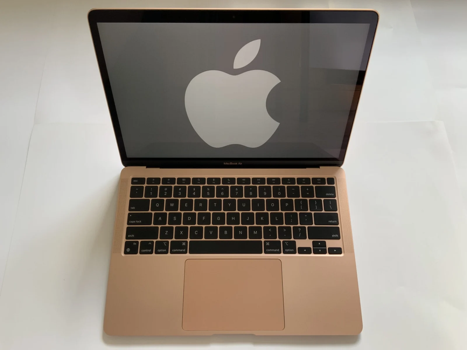 Gold Retina MacBook Air with its screen open